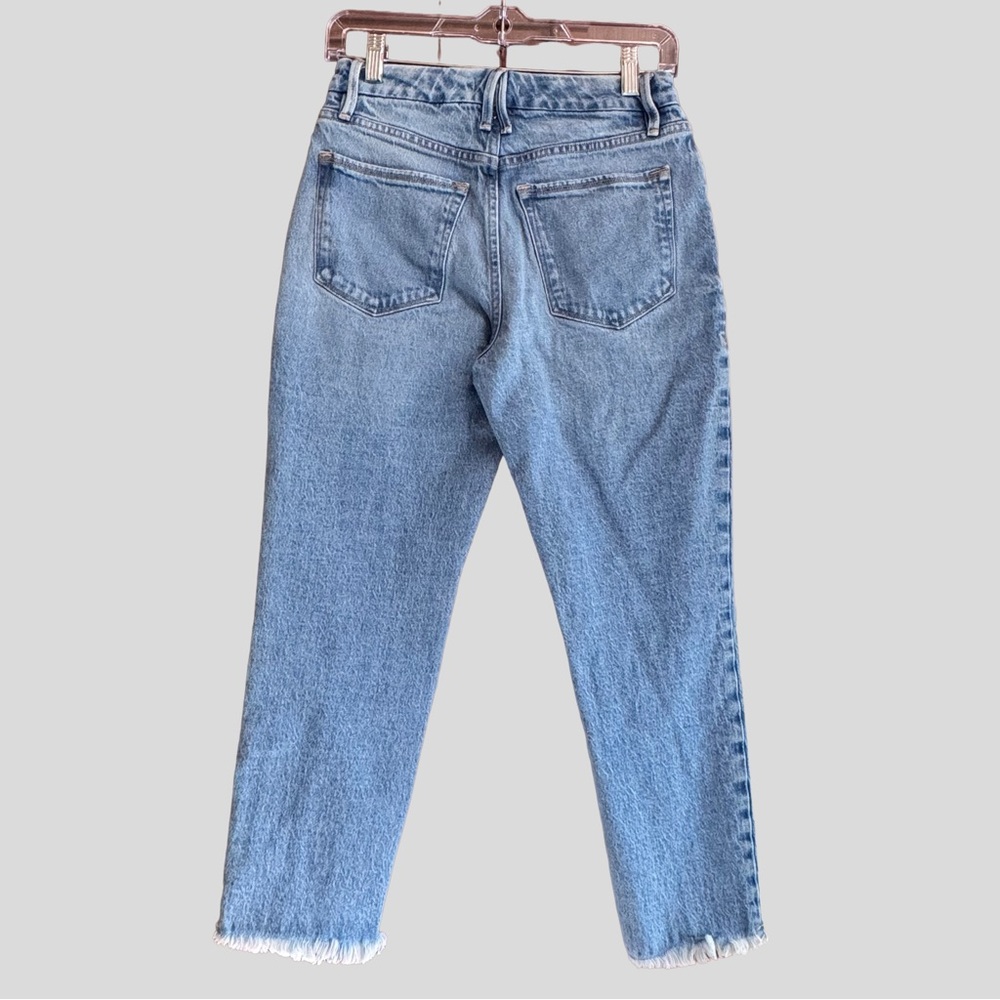 Good American Good Girlfriend Straight Leg Jeans Frayed Size 0/25 - Picture 3 of 7